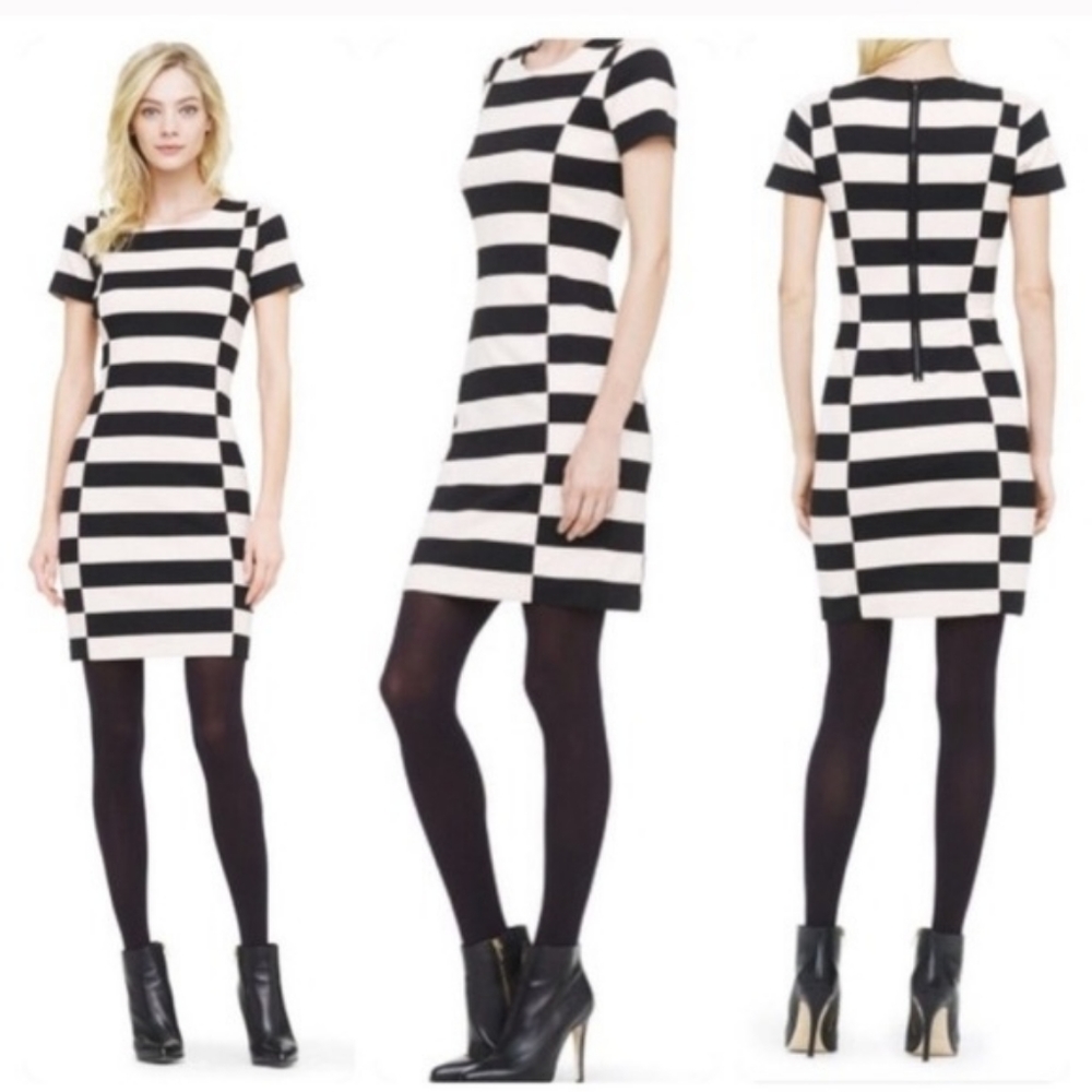 Club Monaco Black & White Knit Bodycon Dress Sz 2